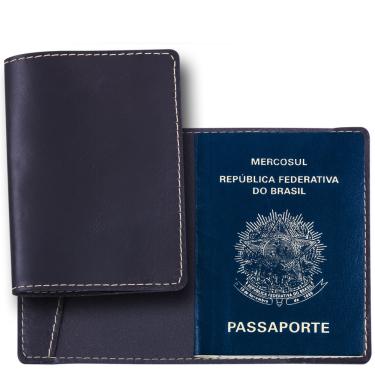Imagem de Porta Passaporte em Couro Legítimo Preto