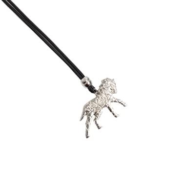 Imagem de Colar de Couro Ajustável Country Cavalo Marchando Riscado Abstrato