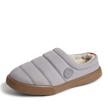 Imagem de Dearfoams Pantufa feminina Kendra Sport Lounge com espuma viscoelástica, Nylon cinza médio, X-Large