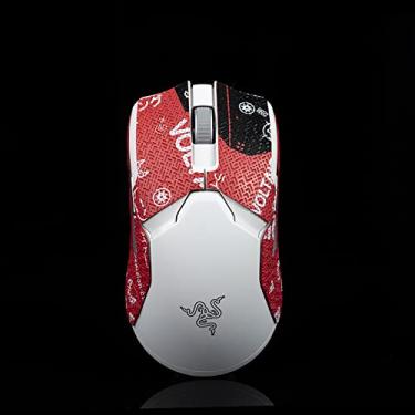 Imagem de Hokeyio Adesivo de fita adesiva de mouse para Razer Viper Ultimate sem fio, antiderrapante, pré-cortado, vermelho sangrento
