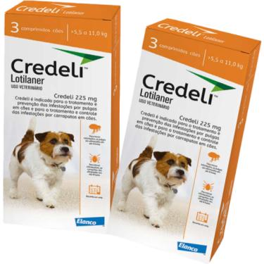 Imagem de Kit Antipulgas e Carrapatos Elanco Credeli 225 mg para Cães de 5,5 até 11 Kg - 2 Unidades