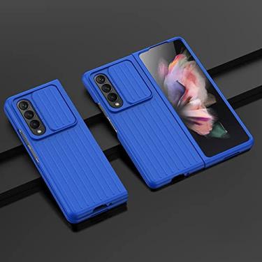 Imagem de Para Samsung Z Fold 3 case Simples Slide Folding phone case para Samsung Galaxy Z Fold3 ZFold3 W22 Capa traseira rígida para PC à prova de choque, azul marinho, para Samsung Z Fold 3