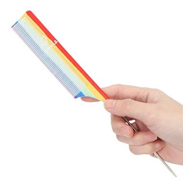 Imagem de Escova de cabelo Pente arco-íris colorido com dentes redondos fáceis de desembaraçar penteados pentes de escova de borda para penteados longos e curtos (CB106)