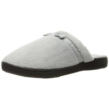 Imagem de isotoner Pantufa feminina Chevron sem cadarço com absorção de umidade para conforto interno/externo e suporte de arco, Cinza claro, 9.5-10