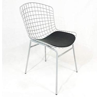 Imagem de Cadeira BERTÓIA cor cinza claro assento preto tubular - Poltronas do Sul