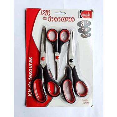 Imagem de KIT DE TESOURAS EM METAL COM 3 UNIDADES PARA ARTESANATO, COSTURA E ESCOLAR