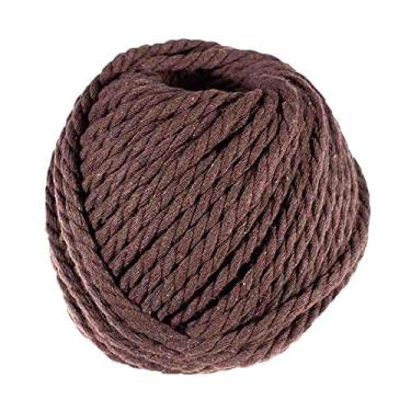 Imagem de Corda de algodão de 5 mm de espessura – para artesanato, decoração e projetos de arte – vem em novelos de 50 metros (marrom)