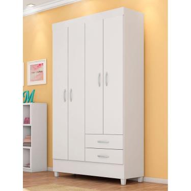 Imagem de Guarda Roupa Roupeiro Solteiro 42860 04 Portas 02 Gavetas Astro Branco Rosa Flex Demóbile 