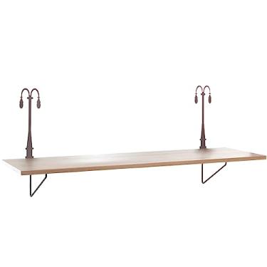 Imagem de Prateleira Decorativa Poste de Iluminação, Cor Corten Microtextura com Madeira Castanho, Metaltru