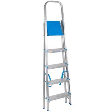 Imagem de Escada 5 Degraus Residencial Alumínio Segurança Durabilidade Multifuncional Uso Doméstico Prático
