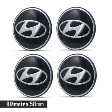 Imagem de Jogo 4 Emblema Roda   Hyundai Preto 58mm. - Gfm - Emblemas