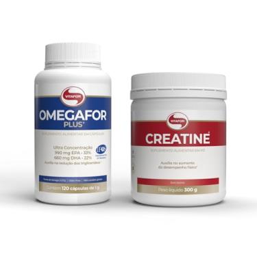 Imagem de Kit 1 Omegafor Plus 1000mg 120 cap Vitafor + 1 Creatine 300g Creatina Monohidratada Pura Vitafor