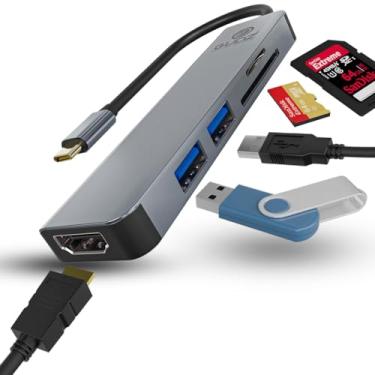 Imagem de GUDZ Hub Adaptador USB Dockstation 5 em 1 Multiportas USB Tipo C Com Entrada HDMI, USB A, Leitor De Cartão SD, TF, 4K Full HD, USB 3.0 Compatível Com Laptop HP, Dell, Lenovo, Macbook | HUB USB 3.0 |
