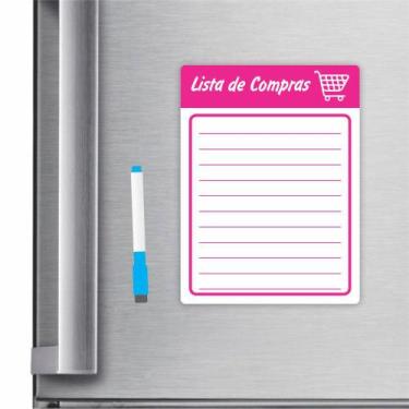 Imagem de Imã De Geladeira Planner Lista De Compras 20x15cm Rosa - Micro Oficina