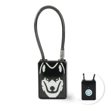 Imagem de LELEEN Cadeado de impressão digital, cadeado de impressão digital para academia e escola, cadeado biométrico inteligente de impressão digital, sem chave, recarregável, trava de cabo para mochilas,