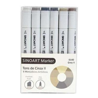 Imagem de Marcador Artístico Sinoart Marker 06 Tons Cinza 2