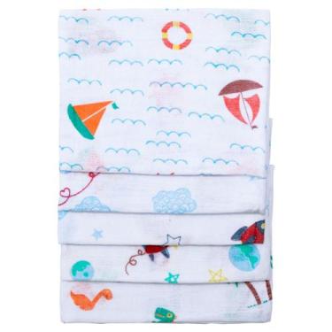 Imagem de Kit 20 Pano De Boca Fraldinha Luxo Estampada 35x35cm Comum Pacote 100%