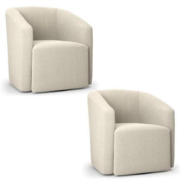 Imagem de Kit 2 Poltronas Stella Max Bouclê Base Giratória - D'rossi Cor Bege