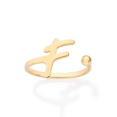 Imagem de Anel Rommanel Letra Ajustável Folheado a Ouro 513440, Dourado, 18