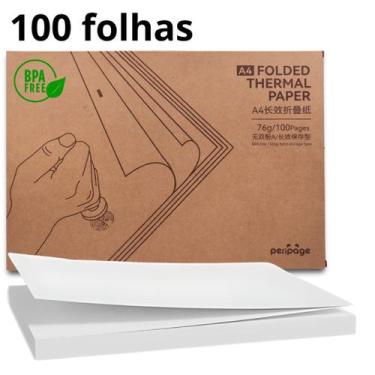 Imagem de Bloco Folha A4 Peripage Papel Térmico 21x30 Branco Bobina - Goldensky