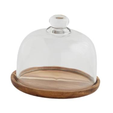 Imagem de ＫＬＫＣＭＳ Suporte para bolo com cúpula de vidro, bandeja para exibição de bolo, prato de frutas, pastelaria, servidor, bandeja de servir para restaurantes, 14.8 Cm X 12 Cm