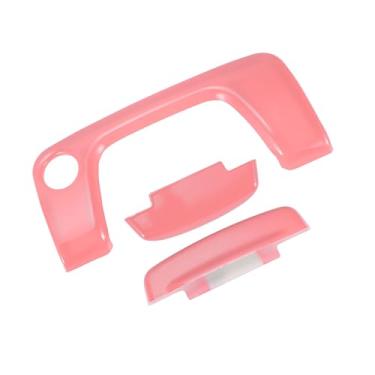 Imagem de REPAIROCK 1 conjunto de tampa de botão de interruptor de apoio de braço para console central para Jeep Wrangler JL JLU 2018-2024 Descanso de braço central adesivo de tampa de botão aberto ABS rosa