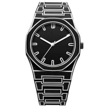 Imagem de Gosasa Relógio de pulso criativo unissex estilo anime feminino masculino quartzo personalidade minimalista preto e branco relógio analógico com pulseira de silicone, Z preto, Estilo anime moderno