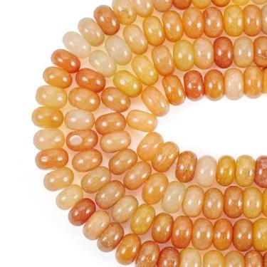 Imagem de Craftdady 150 contas de aventurina vermelhas naturais lisas Rondelle contas de pedras preciosas 8,5 x 5 mm disco de ábaco natural contas espaçadoras de pedra para pulseira faça você mesmo colar joias