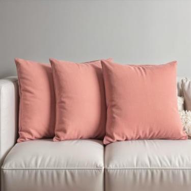 Imagem de 3 Capas Almofada Veludo Suede Sofa Decorativa 45x45 Rosa