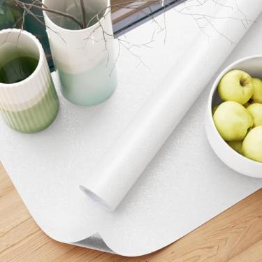 Imagem de Abyssaly Papel de parede branco descasque e cole papel de contato branco para novo papel de parede ecológico texturizado de seda em relevo para armários, gavetas, bancadas 40 x 400 cm