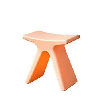 Imagem de ZABEES Banqueta criativa para troca de sapatos, banquinho de plástico para uso doméstico, formato especial, bancos pequenos e baixos para sala de estar, assento acolchoado para quarto