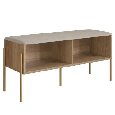 Imagem de Banco Sapateira Estofada Para Quarto Pé Metal Arlo A10 Hanover-dourado - Mpozenato