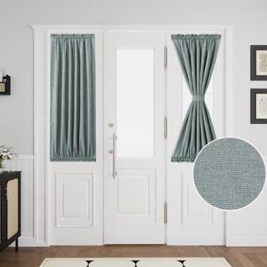 Imagem de Turquoize Cortina Para Porta Francesa, De Janela Linho Grosso, Haste Sólida, Com Filtro Luz Sala Estar, Amarração Traseira Incluída, 1 Painel, 25 W X 40 L, Cinza-Água