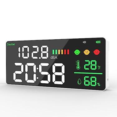 Imagem de BTMETER Monitor De Decibelímetro, Nível Sonoro, Db, Com Display Lcd, Relógio Parede, Teste Volume, Ruído, Medição Umidade E Temperatura Para Sala Aula, Estúdio, Hospital