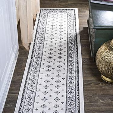 Imagem de JONATHAN Y MDP504B-210 Acanthus Tapete vintage de borda francesa para quarto, cozinha, sala de estar, decoração de interiores, 5 x 25 cm, creme/cinza claro