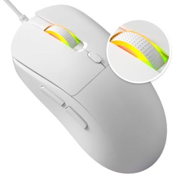 Imagem de Mouse Gamer Branco Led Com Fio Superlight Rgb Usb Silencioso Ergonômico Precisão Profissional Fio Nylon
