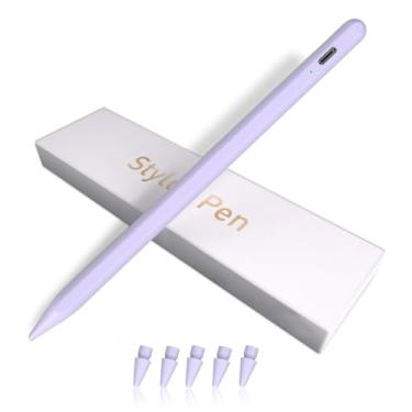 Imagem de iPad Pencil para 9ª e 10ª geração, caneta Stylus de carga rápida para rejeição da palma e sensibilidade de inclinação, compatível com iPad Pro 11/32.8 cm, Mini 5/6, iPad 6/7/8/9/10, Air 3/4/5 (roxo)