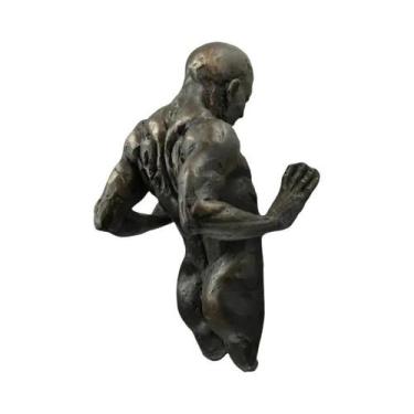 Imagem de Escultura 3D Homem Saindo Da Parede Abstrata Tela Decoração De Casa Ar