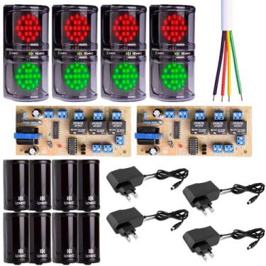 Imagem de Kit Condominio 4 Semaforo de Led + 4 Sensor de Barreira + 2 Controlado