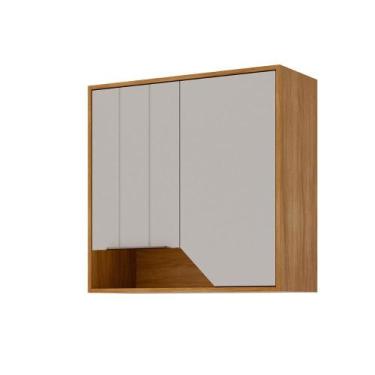 Imagem de Armário Aéreo Celeste 80 cm com 2 Portas - MGM Móveis, Cinamomo/Off Wh