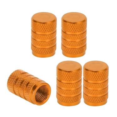 Imagem de Edinstry 5 tampas de haste de válvula de pneu de alumínio laranja com vedação de borracha, tampas de válvula antiimpacto à prova de poeira de 11 x 17 mm para carro, bicicleta, caminhão, SUV