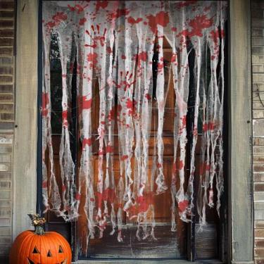 Imagem de Cortinas de porta de Halloween Sfcddtlg Bloody Handprint 215x150cm