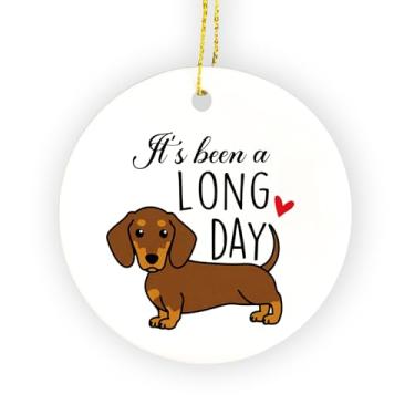 Imagem de FUGWN Ornamento de dachshund, presentes de dachshund para mulheres e homens, enfeites de pendurar para festas de árvore de Natal, presentes de cachorro Weiner, engraçados, enfeites decorativos de um