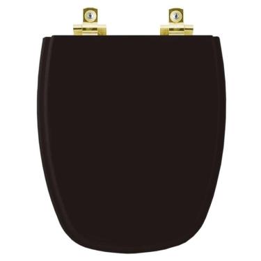 Imagem de Assento Sanitário Soft Close Monte Carlo ébano (preto) Para Vaso Deca Com Ferragem Dourada