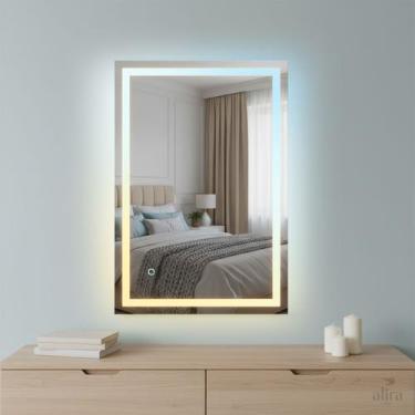 Imagem de Espelho Retangular 3 cores de Led Touch Luxo 90x70cm Mr-bh006 Alira Ho