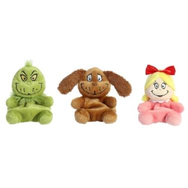 Imagem de Aurora Palm Pals 5" Dr. Suess Christmas Plush 3 Piece Bundle, Santa Grinch, Cindy Lou Who, and MaxF