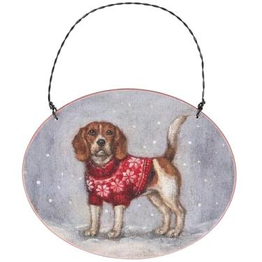 Imagem de Primitives by Kathy Ornamento – Enfeite aconchegante de madeira Beagle Design de feriado/Personalize as costas com nome do animal de estimação, data, memórias/decoração de árvore rústica