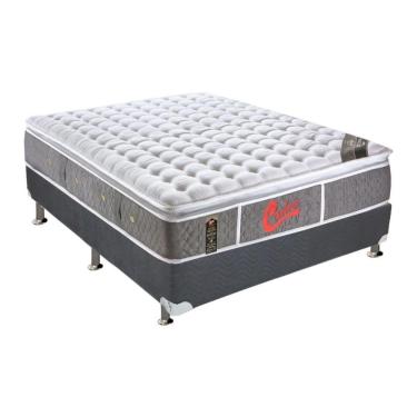 Imagem de Cama Box Casal: Colchão Molas Ensacadas Castor Pocket Light Stress Oxygen New + Base Gray(138X188)