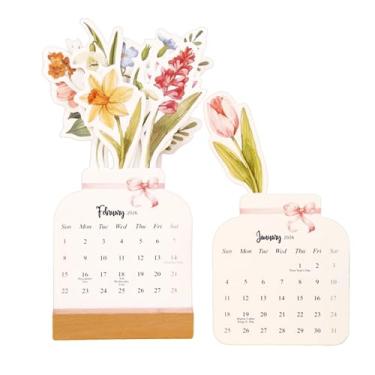 Imagem de Calendário De Mesa 2026,Agenda Mensal e Semanal com Flores - Calendário Estético de Flores Jan-Dez 2026 - para Casa Escritório Material Escolar Académico Professor Estudante Mulheres Natal Ano