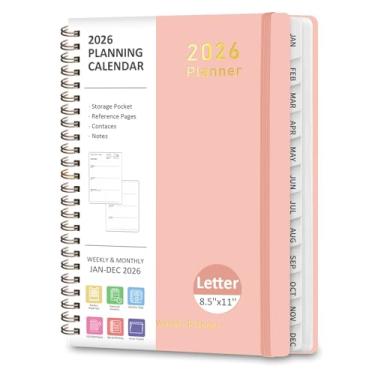 Imagem de Agenda 2026 – Agenda semanal e mensal com encadernação espiral, janeiro de 2026 a dezembro de 2026, capa dura 2026, agenda agenda com abas, bolso interno, perfeita para escritório, casa, material